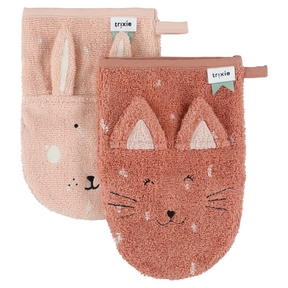 Washcloths 2-pack | Mrs. Cat - Mrs. Rabbit  